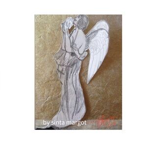 HANDCRAFTED fairy angle art by me as a digital print now wall art comes as print